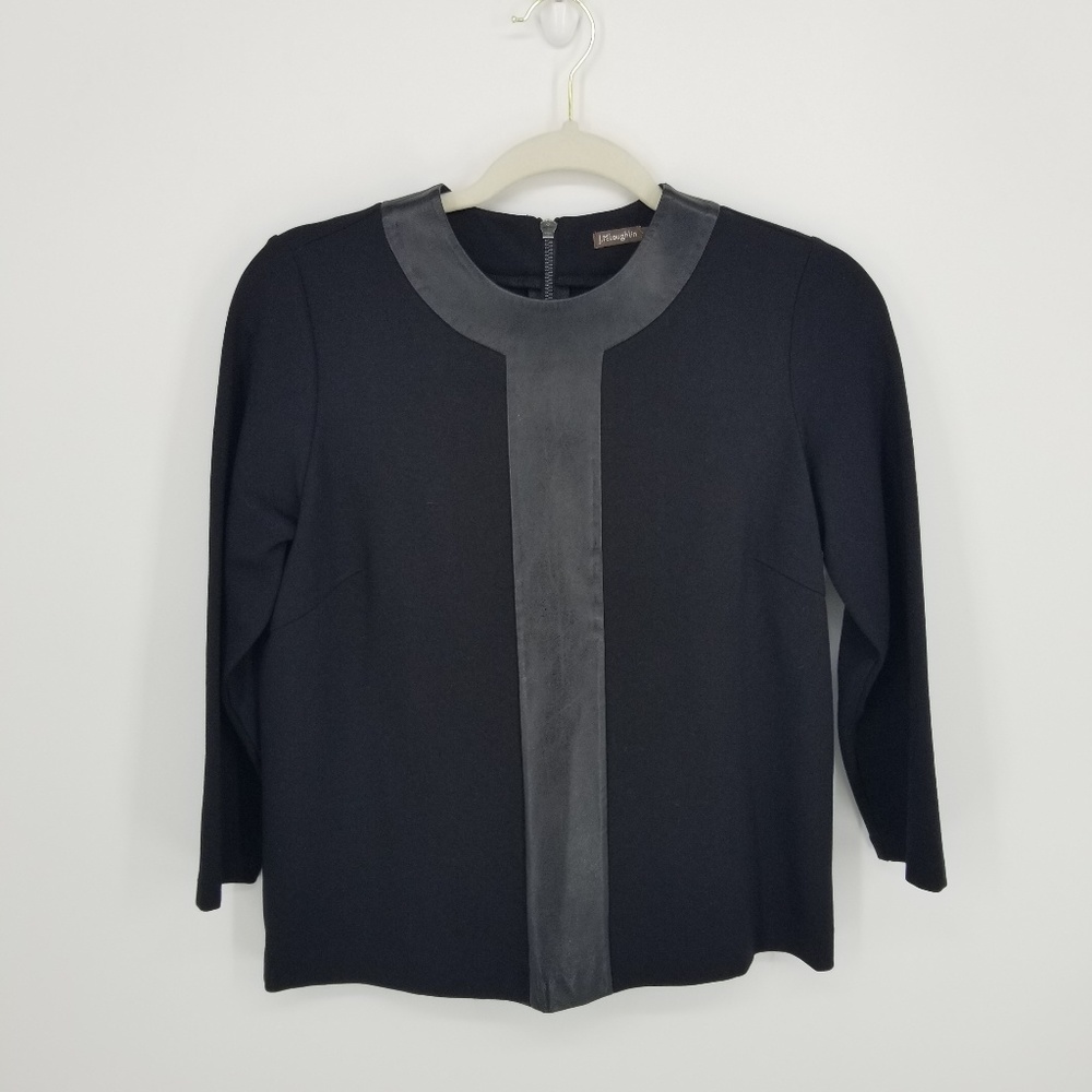 J McLaughlin 100% Lambskin Leather Trim Top